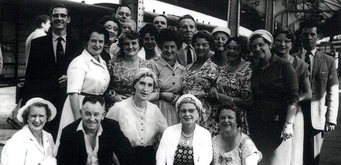 Swansea Chorus 1950s leaving for llandudno with Ivor John and Clive John WEB