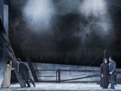 WNO La Bohème L R Lauren Fagan Musetta Gary Griffiths Marcello Marina Costa Jackson Mimì Dominick Chenes Rodolfo Photo Credit Robert Workman 220