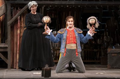 WNO The Barber of Seville Helen Greenaway Bag Lady Nicholas Lester Figaro photo credit Richard Hubert Smith 3398