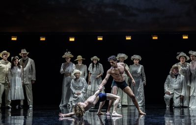 WNO Death in Venice Antony César Tadzio Riccardo Frederico Saggese Jaschiu and the cast of Death in Venice photo credit Johann Persson 04094