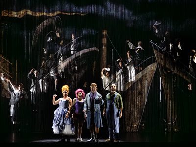 WNO Candide Amy J Payne The Old Woman Soraya Mafi Cunégonde Ed Lyon Candide Ryan Vaughan Davies Captain Crook photo credit Craig Fuller 9766